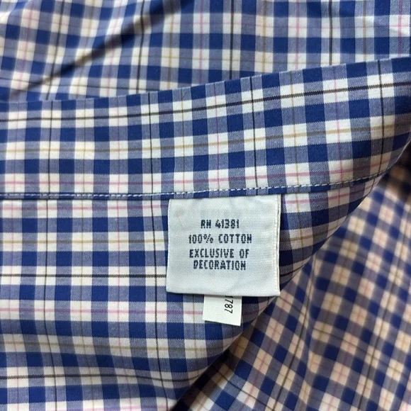 Ralph Lauren Blue Pink Check Button Down Shirt sz 4XLT - Picture 10 of 11